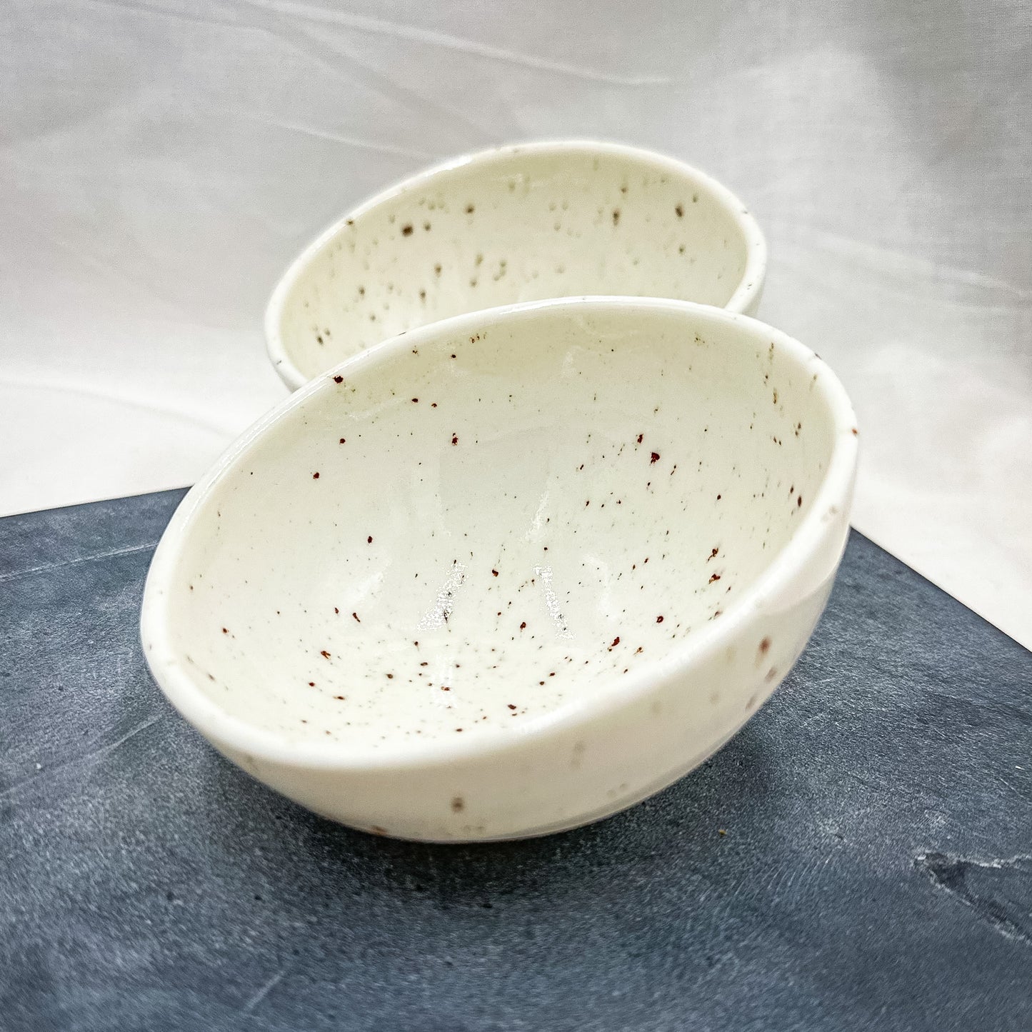 Porcelain egg sauce bowls set of two