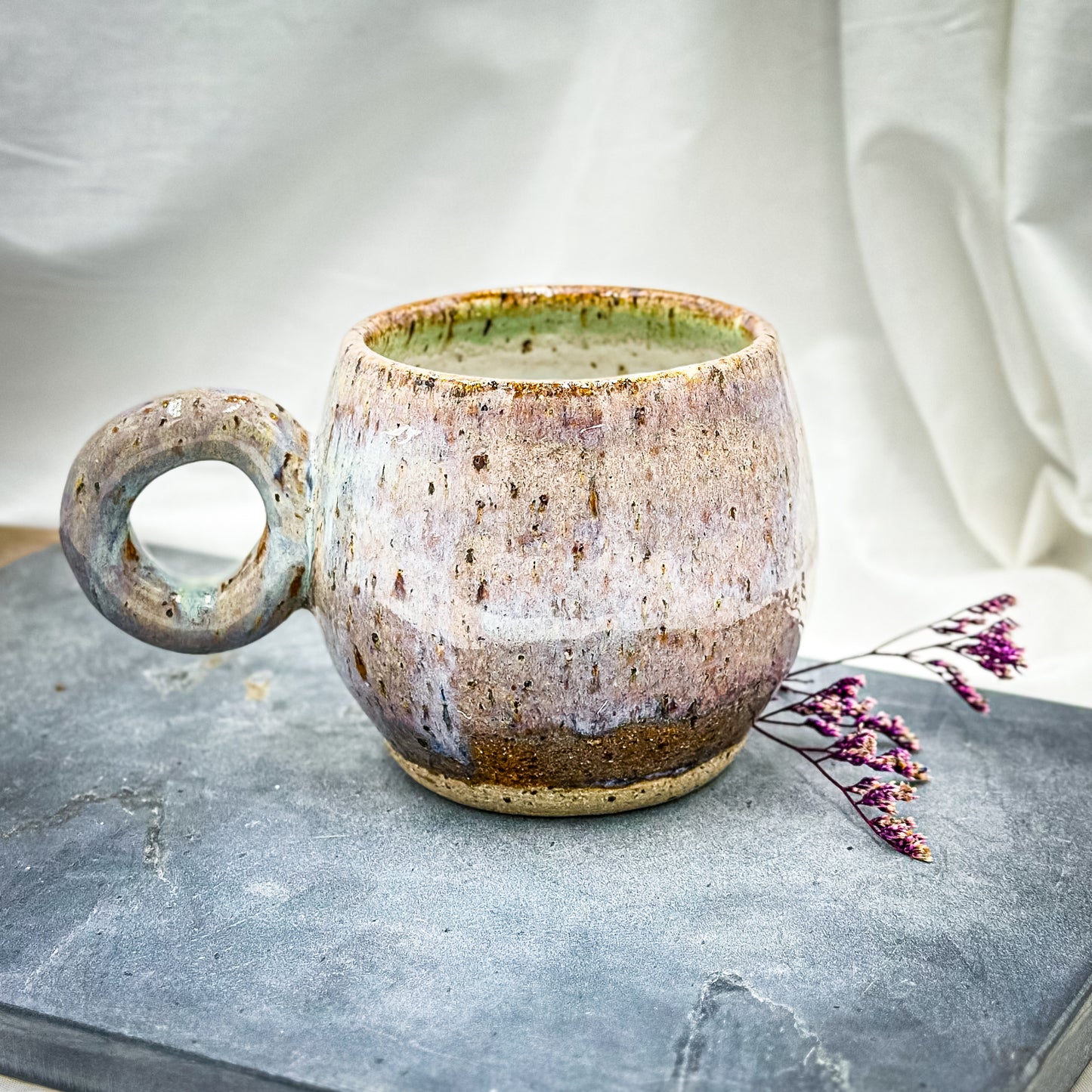 Magic mug with natural Moonstone Orange