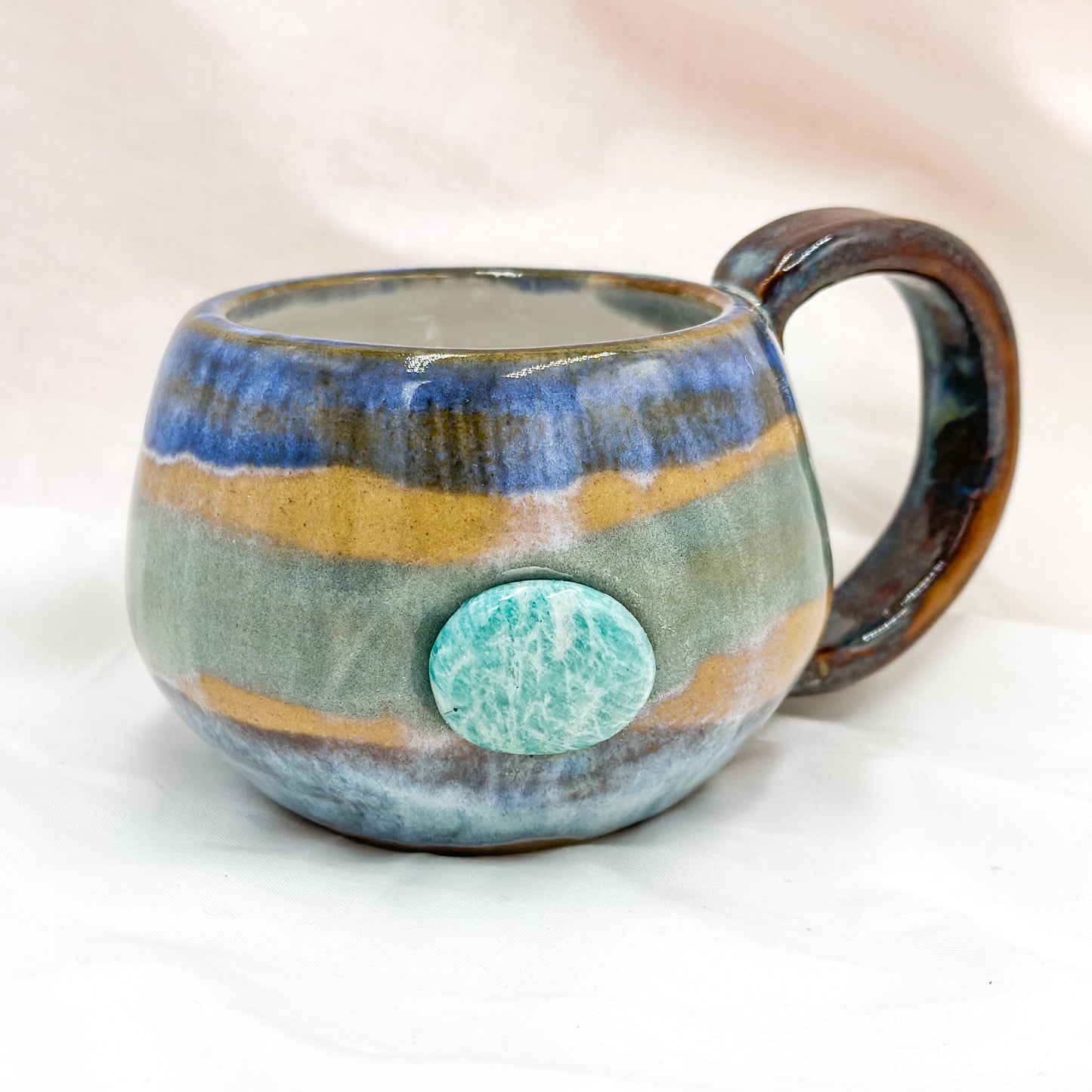 Magic mug with natural Amazonite crystal