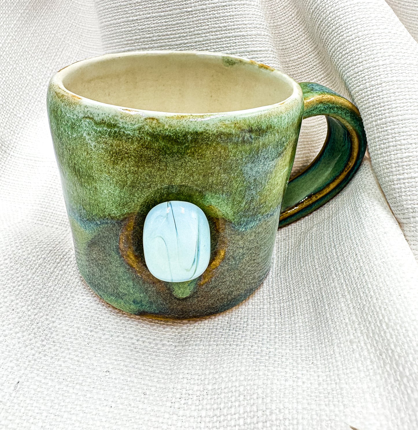 Opalite mug, turquoise colour