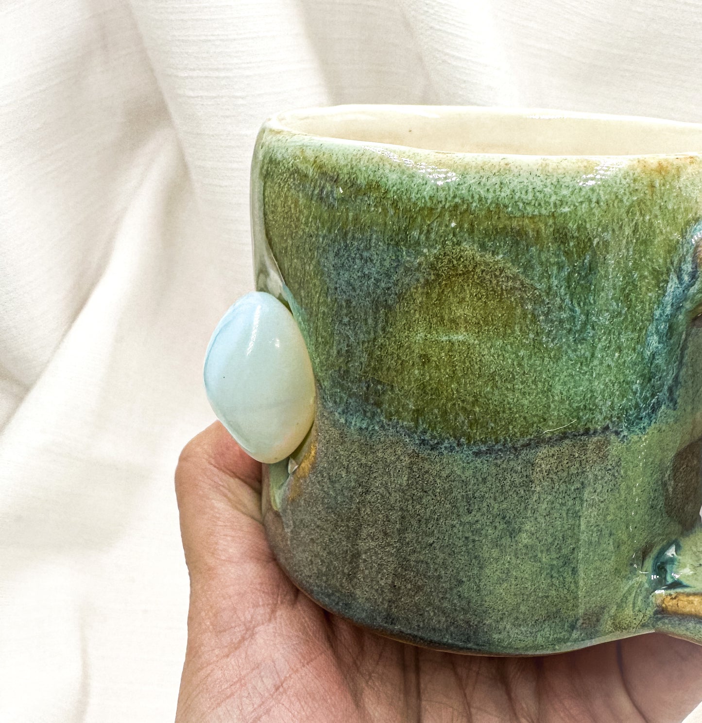 Opalite mug, turquoise colour