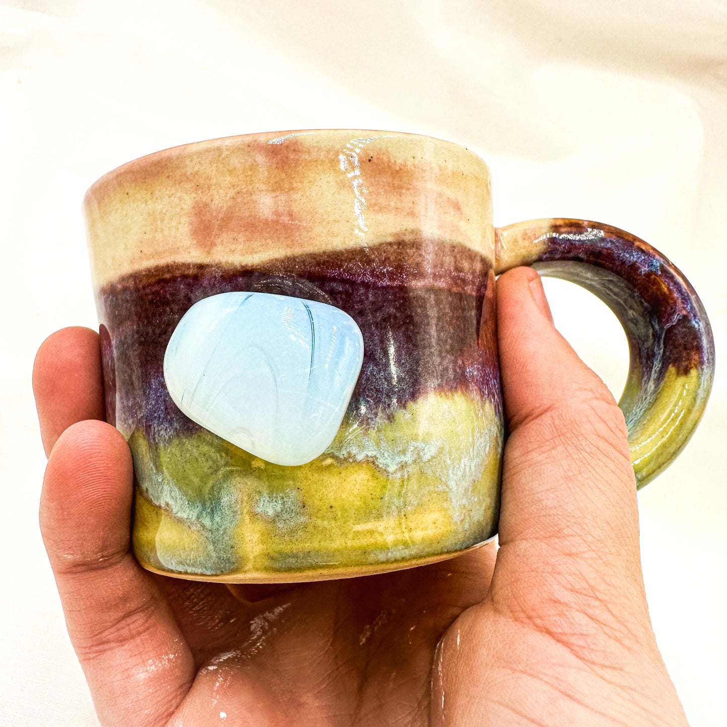 Magic mug with natural opalite crystal